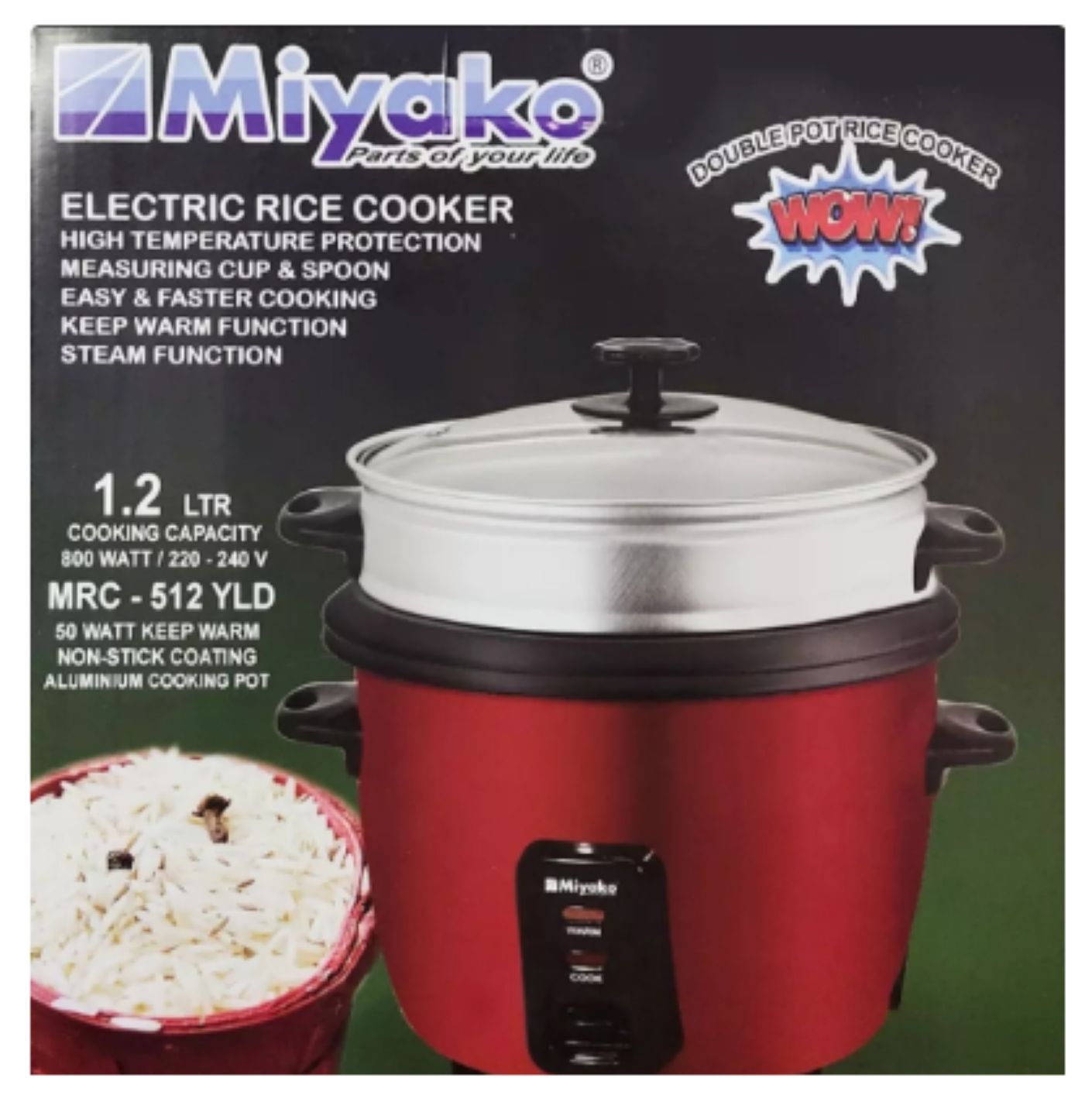 Miyako 1.2 Liter Double Pot Rice Cooker